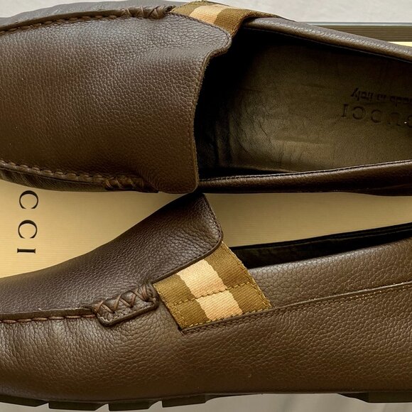 Men’s Gucci Plain Toe Moccasin Leather Loafers & Slip-ons - Picture 3 of 13